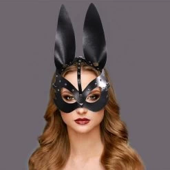 Maske Queen Catty -Modebekleidungs Geschäft 170 Nieten Verzierte Maske Maskerade Punk Leder Bunny M dchen Ohr Maske Cosplay Anime Party Gothic Augenbinde 20 1