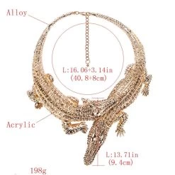 Halskette Queen Kaimanna (3 Farben) -Modebekleidungs Geschäft Ahmed New Design Exaggerated Punk Full Crystal Crocodile Necklace for Women Fashion Trending Statement Necklace Collar