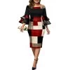 Kleid Queen Dyonal -Modebekleidungs Geschäft Autumn Winter Fashion Casual Simple Design Hip Package Dress Women Flying Sleeves Plaid Print Plus Size acd90401 c085 4126 9b6b 8caf7e0e8ca9