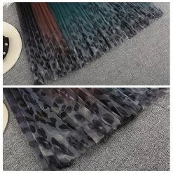 Rock Queen Lapphas (3 Farben) 15 Rock Queen Lapphas (3 Farben) -Modebekleidungs Geschäft Gradient Leopard Print Pleated Tulle Skirt Women Casual Elastic High Waist Female Mesh Dance Party Long