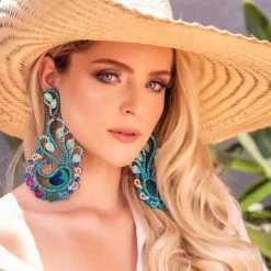 Ohrstecker Queen Rheal (3 Farben) -Modebekleidungs Geschäft Novelty Design Shiny Rhinestone Peacock Dangle Earrings For Women Fashion Jewlery Evening Dress Statement Earrings Accessory