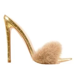 Sandalen Queen Spinazze (2 Farben) -Modebekleidungs Geschäft Onlymaker Peep Toe Mules Artificial Fur Slip On Gold White Thin High Sandals Big Size High.jpg 640x640 c1ef30a5 5f2e 4c38 a534 ae9a53155355