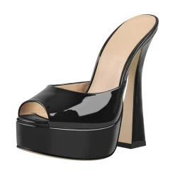 Sandalen Queen Akika (2 Farben) -Modebekleidungs Geschäft Onlymaker Sandalias de charol con punta abierta para mujer zapatos de tac n alto grueso con f2e81c38 08b5 456d aee2 a8c53bb24a4b