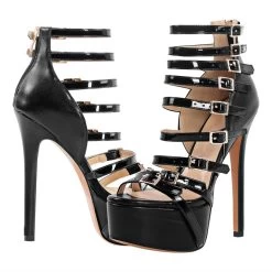 Sandalen Queen Sexyeah -Modebekleidungs Geschäft Onlymaker Woman Platform Sandals Peep Toe Platform Buckle Belts Sandals Thin High Heels Handmade Sexy Band