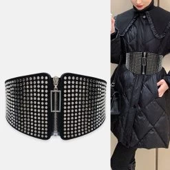 Gürtel Queen Ruccia 12 Gürtel Queen Ruccia -Modebekleidungs Geschäft Punk Rivet Inlay Wide Elastic Corset Belt Female Waist Goth Plus Size Stretch Cummerbunds Big Designer e9bcdeb7 8f2a 4fb9 abe2 43a08bffe291