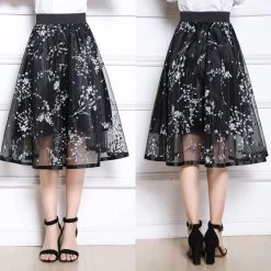 Rock Queen Velaska (2 Farben) 14 Rock Queen Velaska (2 Farben) -Modebekleidungs Geschäft Summer Flower Print Mesh Tulle Skirt Korean Fashion Ladies Elastic High Waist Party Umbrella Skirt Women 64d3687b 9801 4148 84eb 2bcf470ae8b2
