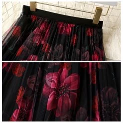 Rock Queen Farfhy (3 Farben) -Modebekleidungs Geschäft Women s Flower Pleated Mesh Tulle Skirt Women Korean Fashion Female Elastic High Waist Dance Party bb4a171a 2382 4178 9c73 15e3e80fabf9