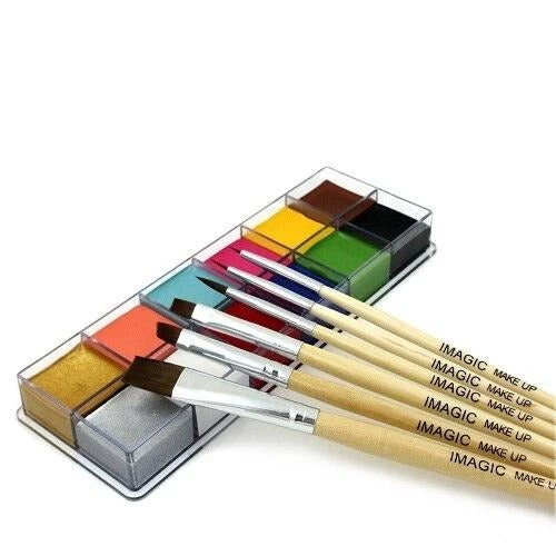 Set Mit 6 Pinseln + 12 Farben Ölkörperfarbe (2 Varianten) 3 Set Mit 6 Pinseln + 12 Farben Ölkörperfarbe (2 Varianten)